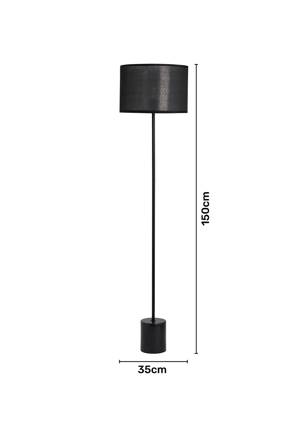 BHS Wych Marble Base Floor Lamp Black (150cm x 35cm) - One Size Image 6