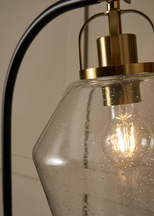 BHS Saskia Bubble Glass & Warm Satin Brass Arc Floor Lamp - One Size Image 3