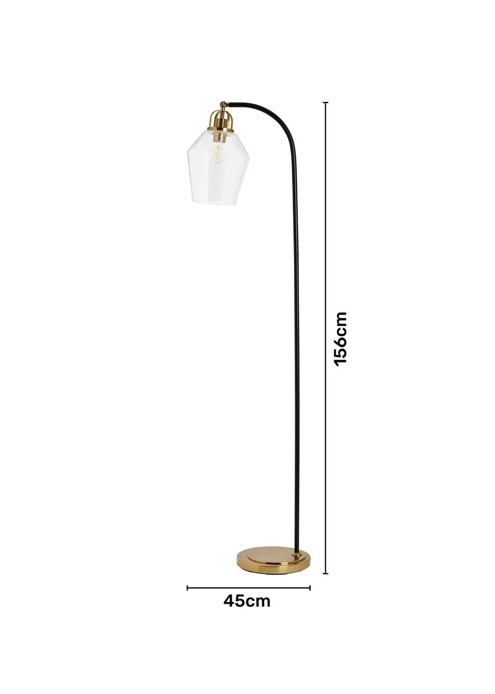 BHS Saskia Bubble Glass & Warm Satin Brass Arc Floor Lamp - One Size Image 5