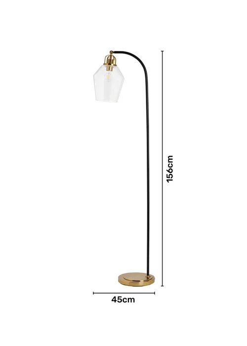 BHS Saskia Bubble Glass & Warm Satin Brass Arc Floor Lamp - One Size Image 5