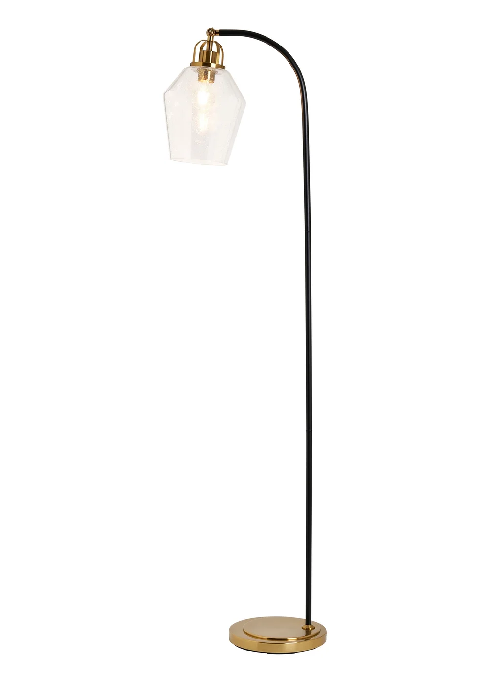 BHS Saskia Bubble Glass & Warm Satin Brass Arc Floor Lamp - One Size Image 4