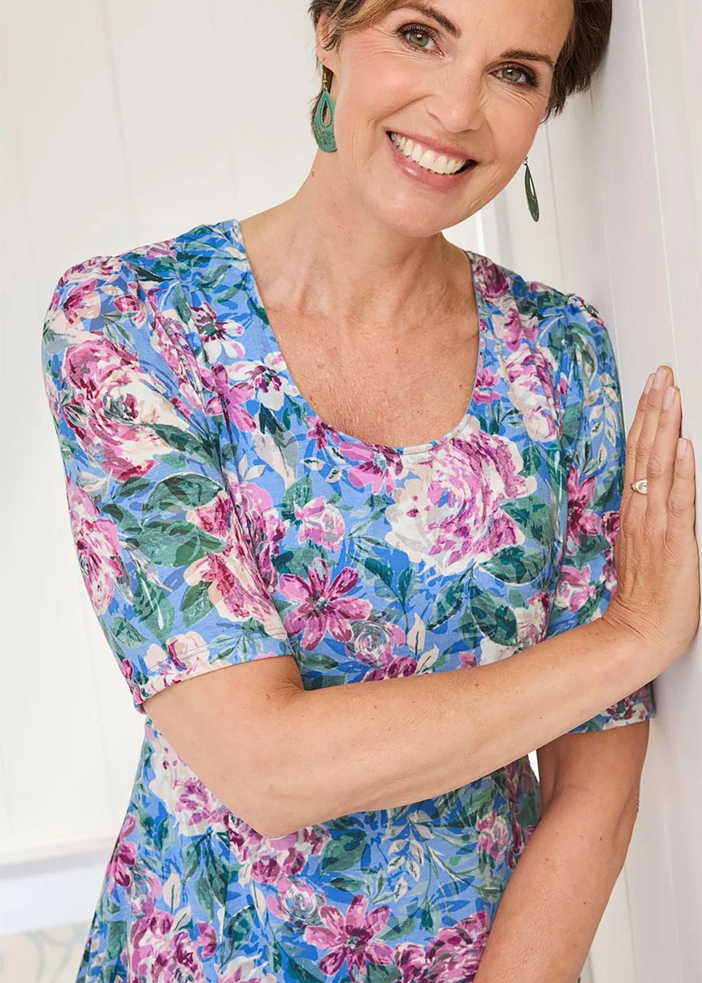 Cotton Traders Lavender Burnout Jersey Midi Dress - 8 Image 3