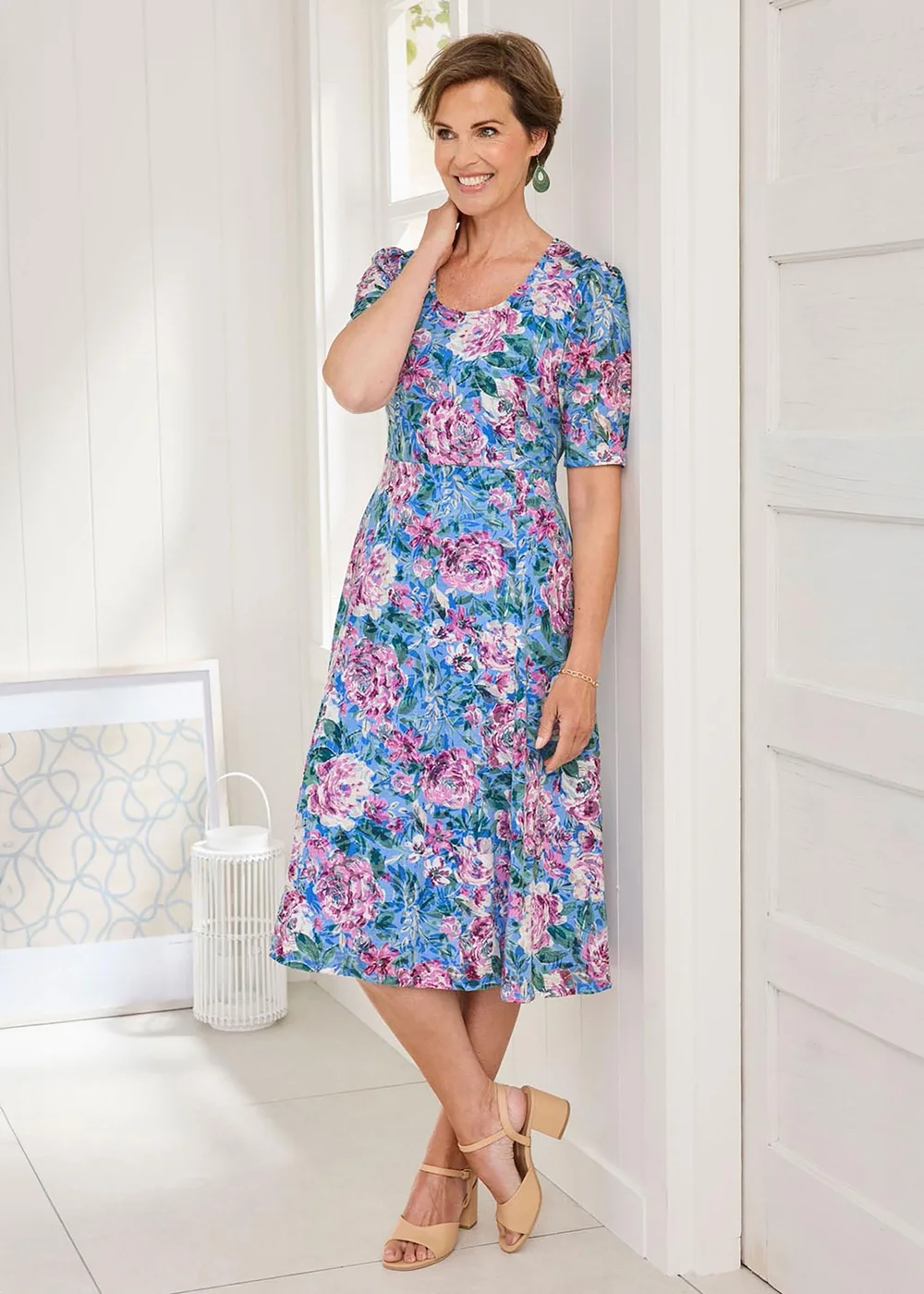 Cotton Traders Lavender Burnout Jersey Midi Dress - 8 Image 4