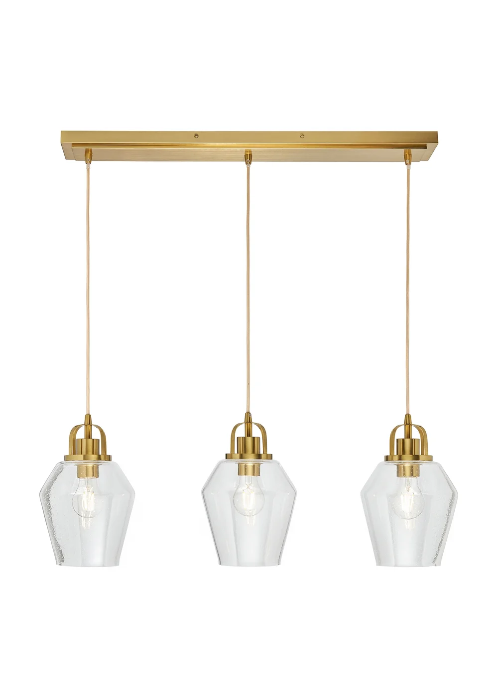 BHS Athea Brass & Bubble Glass 3 Light Diner (34-132cm x 80cm) - One Size Image 5