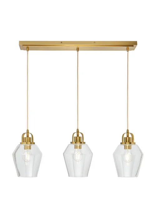 BHS Athea Brass & Bubble Glass 3 Light Diner (34-132cm x 80cm) - One Size Image 5