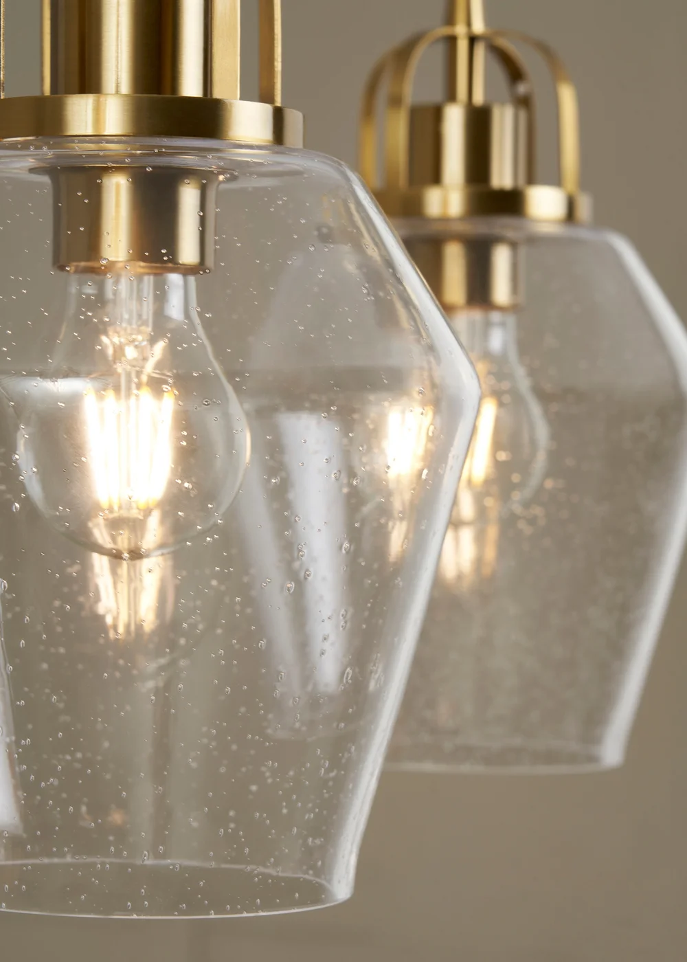 BHS Athea Brass & Bubble Glass 3 Light Diner (34-132cm x 80cm) - One Size Image 4