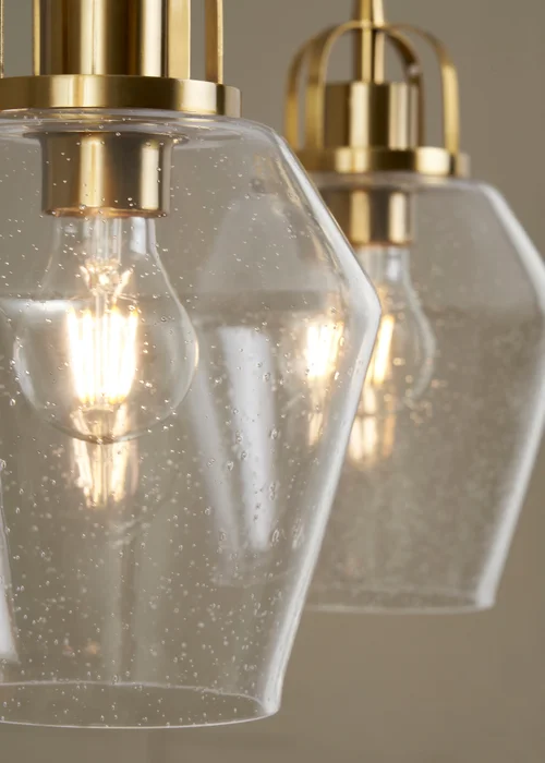 BHS Athea Brass & Bubble Glass 3 Light Diner (34-132cm x 80cm) - One Size Image 4