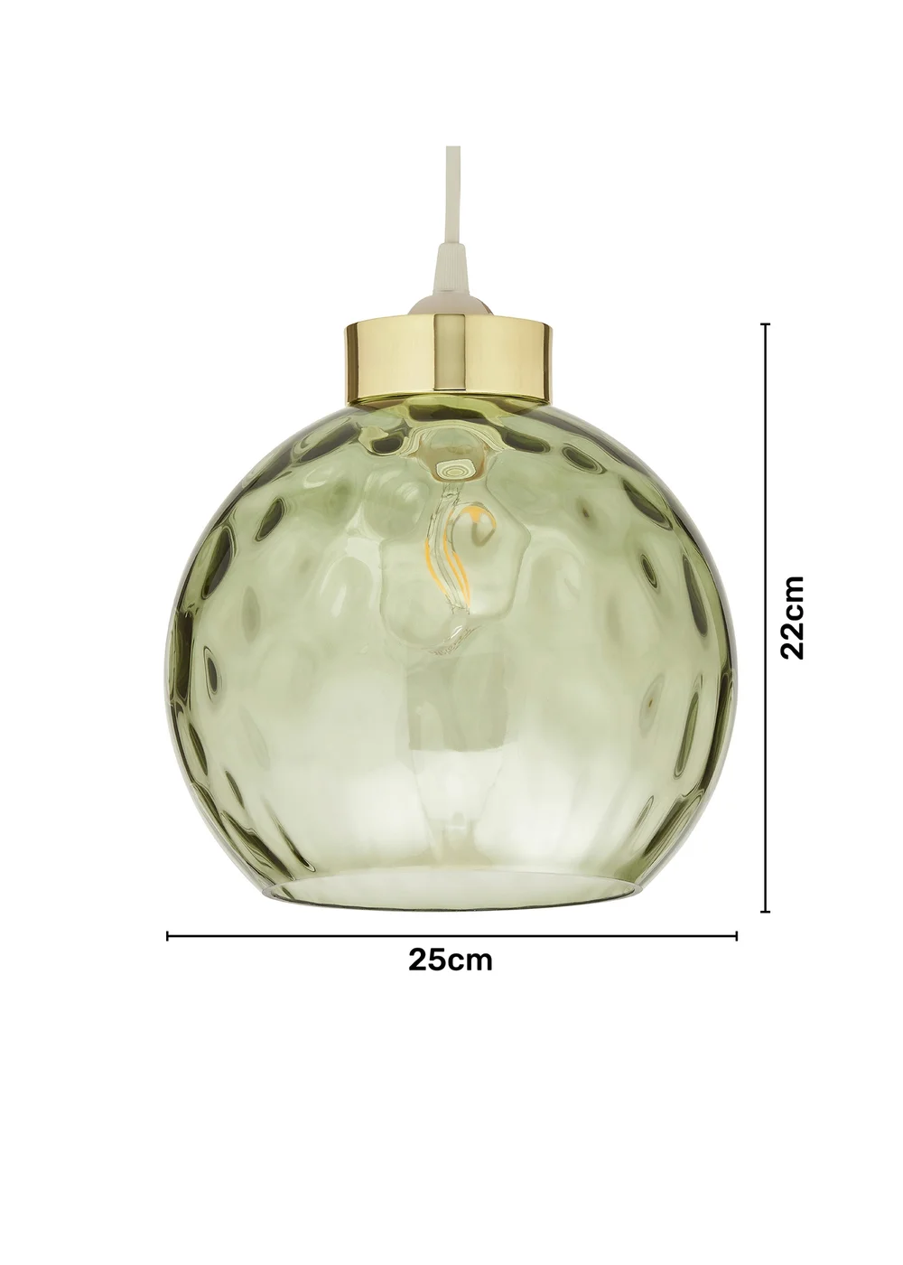 BHS Dalton Dimpled Glass Ball Easyfit Green (22cm x 25cm) - One Size Image 6