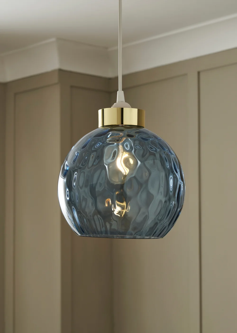 BHS Dalton Dimpled Glass Ball Easyfit Blue (22cm x 25cm) - One Size Image 3