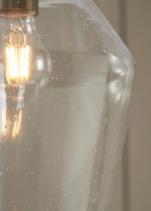 BHS Athea Brass & Bubble Glass 1 Light Pendant (40-136cm x 21cm) - One Size Image 4