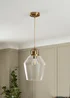 BHS Athea Brass & Bubble Glass 1 Light Pendant (40-136cm x 21cm) - One Size Image 2