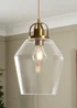 BHS Athea Brass & Bubble Glass 1 Light Pendant (40-136cm x 21cm) - One Size Image 3