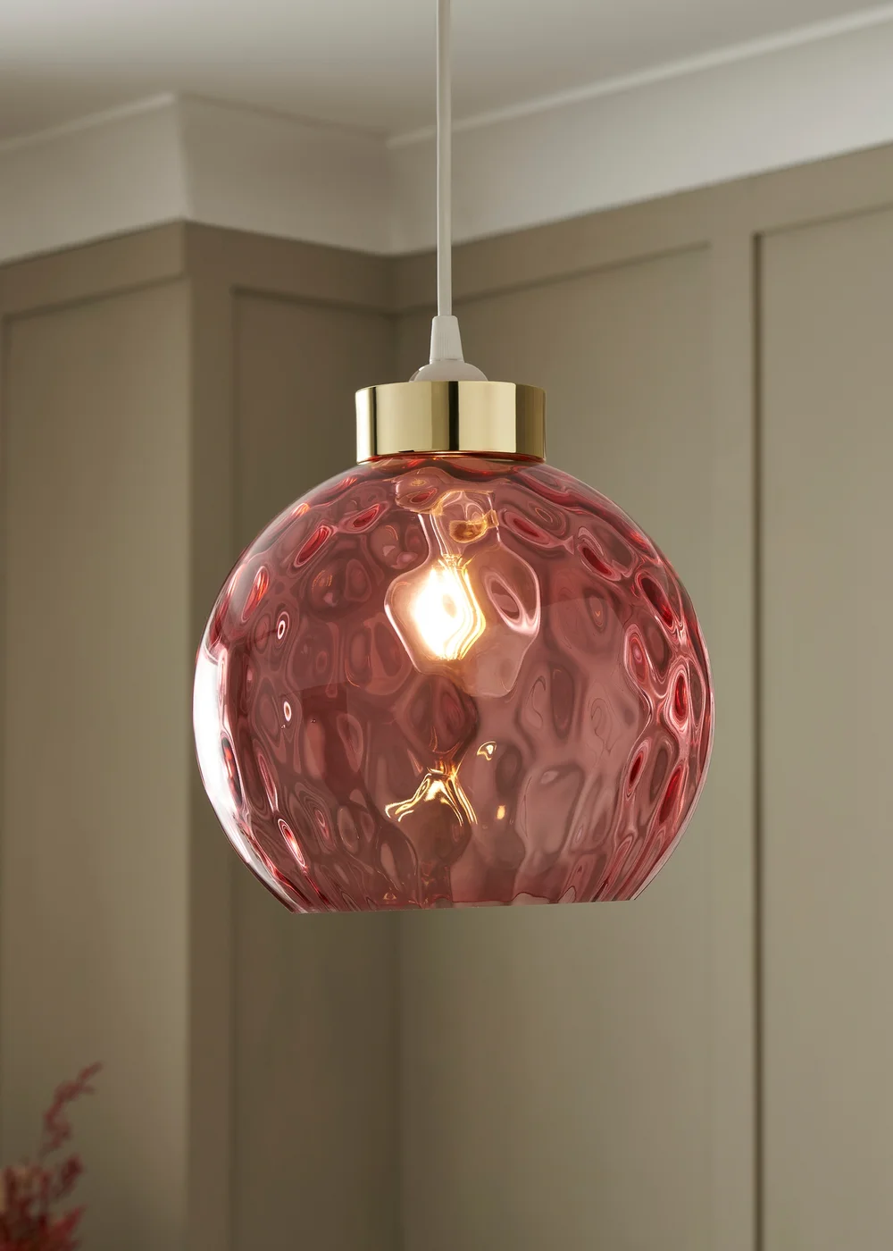 BHS Dalton Dimpled Glass Ball Easyfit Pink (22cm x 25cm) - One Size Image 3