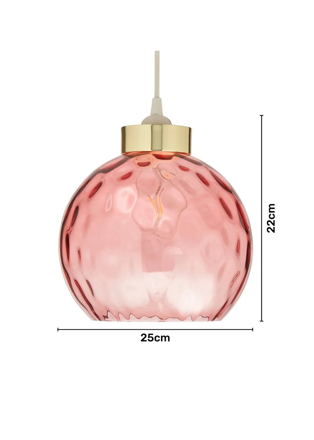BHS Dalton Dimpled Glass Ball Easyfit Pink (22cm x 25cm) - One Size Image 6