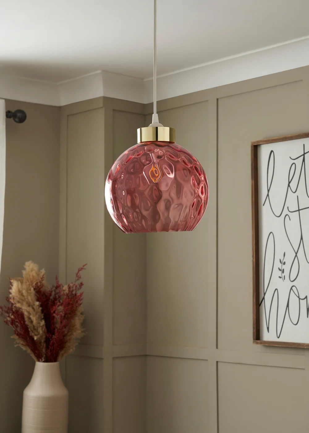 BHS Dalton Dimpled Glass Ball Easyfit Pink (22cm x 25cm) - One Size Image 2