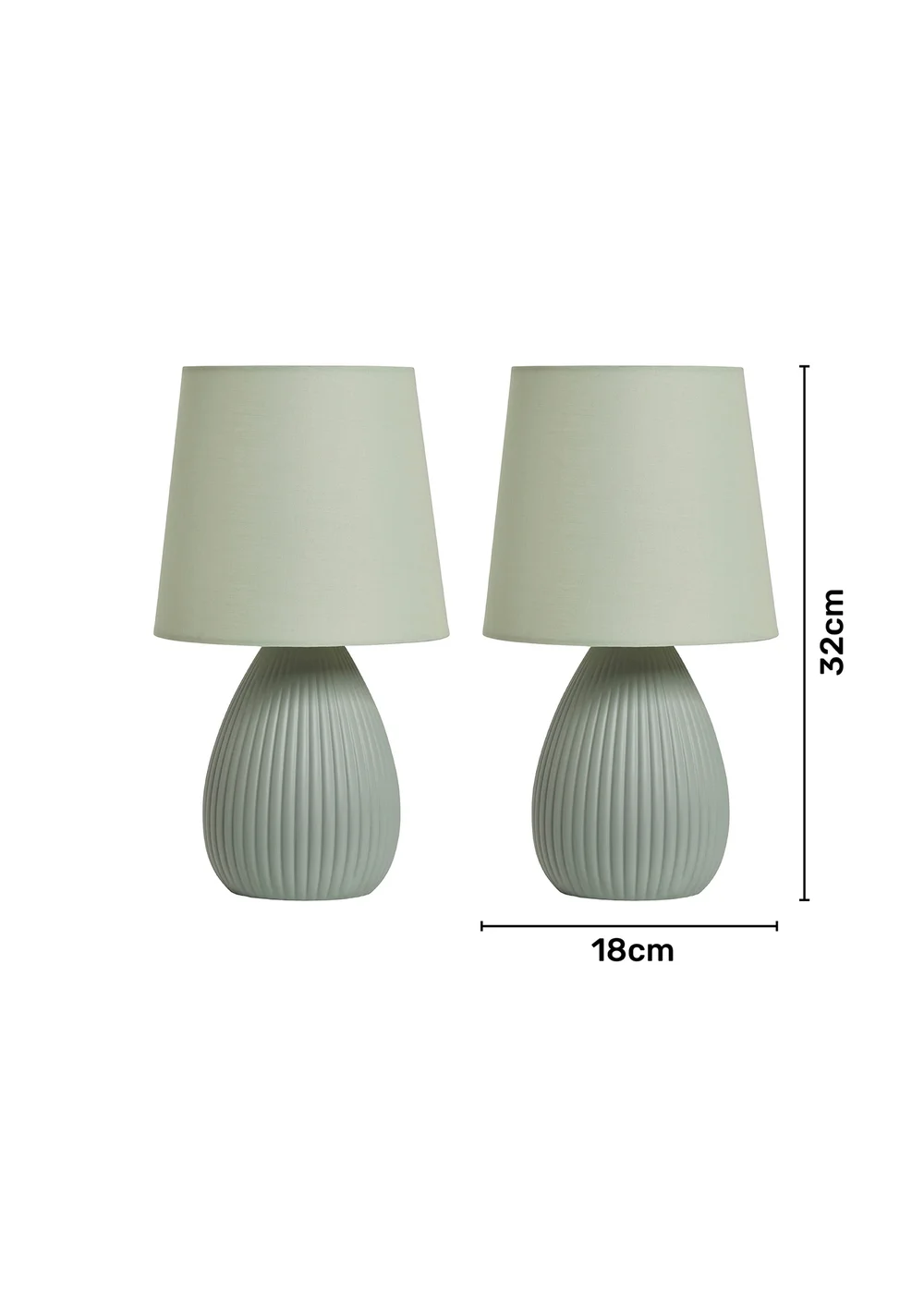 BHS Alder Teardrop Ceramic Table lamp TWIN PACK Green (32cm x 18cm) - One Size Image 6
