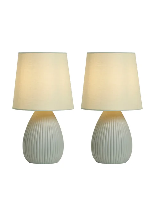 BHS Alder Teardrop Ceramic Table lamp TWIN PACK Green (32cm x 18cm) - One Size Image 5