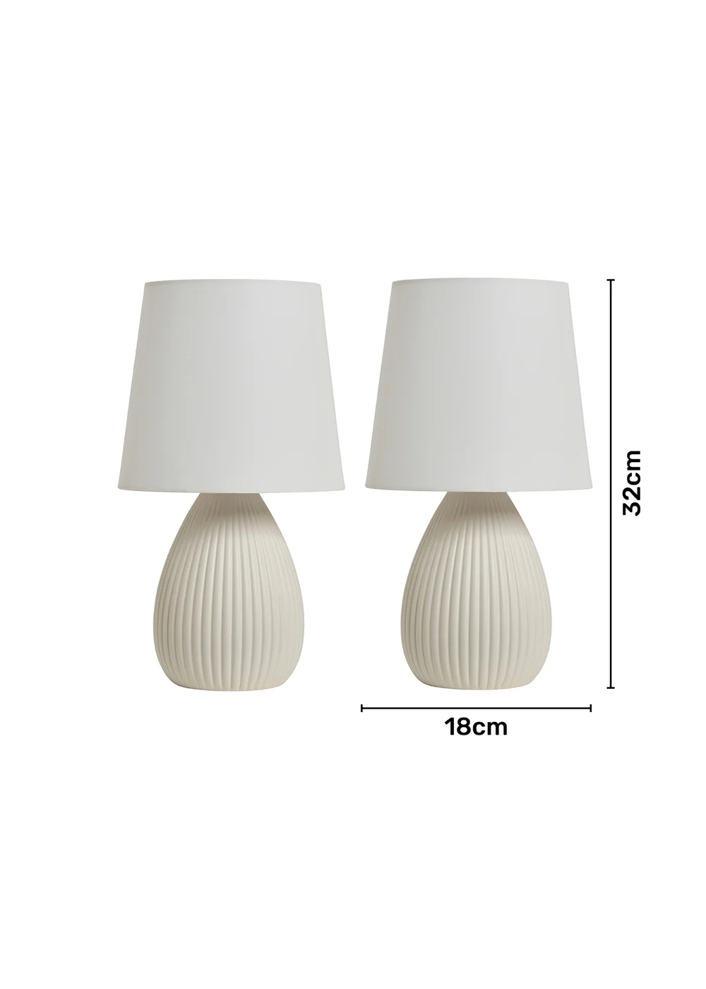 BHS Alder Teardrop Ceramic Table lamp TWIN PACK Cream (32cm x 18cm) - One Size Image 6
