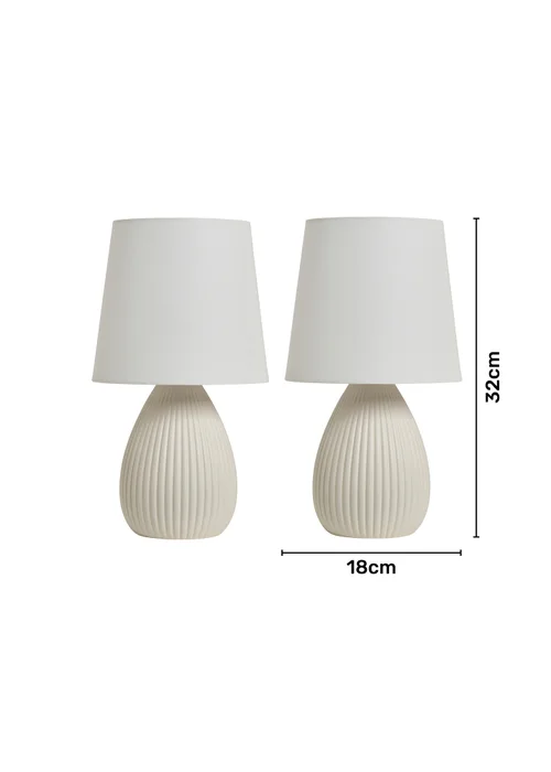 BHS Alder Teardrop Ceramic Table lamp TWIN PACK Cream (32cm x 18cm) - One Size Image 6