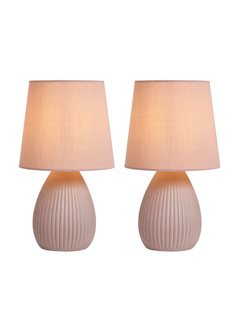 BHS Alder Teardrop Ceramic Table lamp TWIN PACK Pink (32cm x 18cm) - One Size Image 5