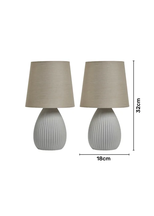 BHS Alder Teardrop Ceramic Table lamp TWIN PACK Grey (32cm x 18cm) - One Size Image 6