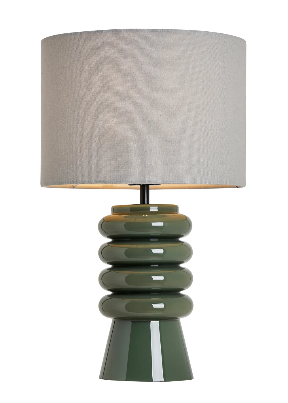 BHS Rahya Green Ribbed Glass Table Lamp - One Size Image 5