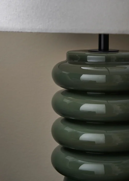 BHS Rahya Green Ribbed Glass Table Lamp - One Size Image 3