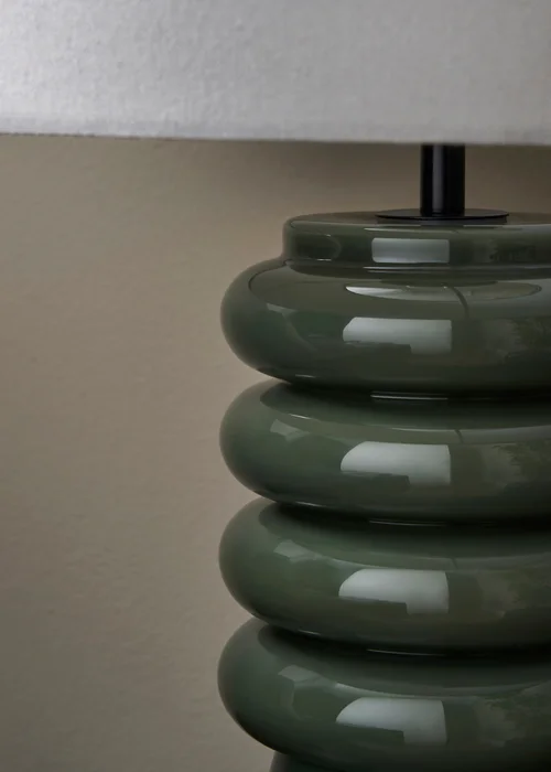 BHS Rahya Green Ribbed Glass Table Lamp - One Size Image 4