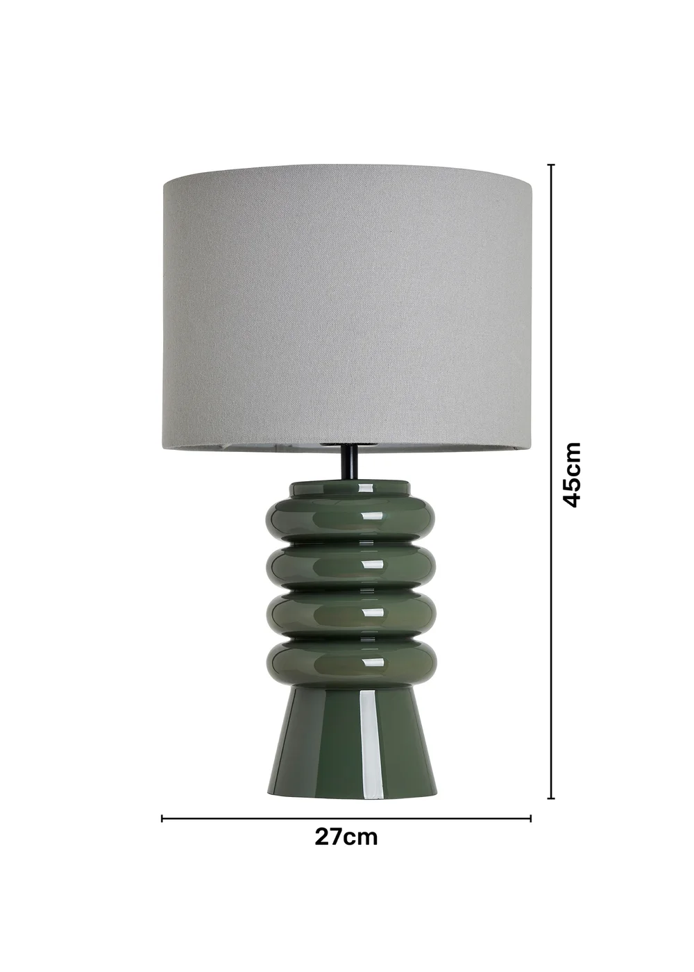 BHS Rahya Green Ribbed Glass Table Lamp - One Size Image 6