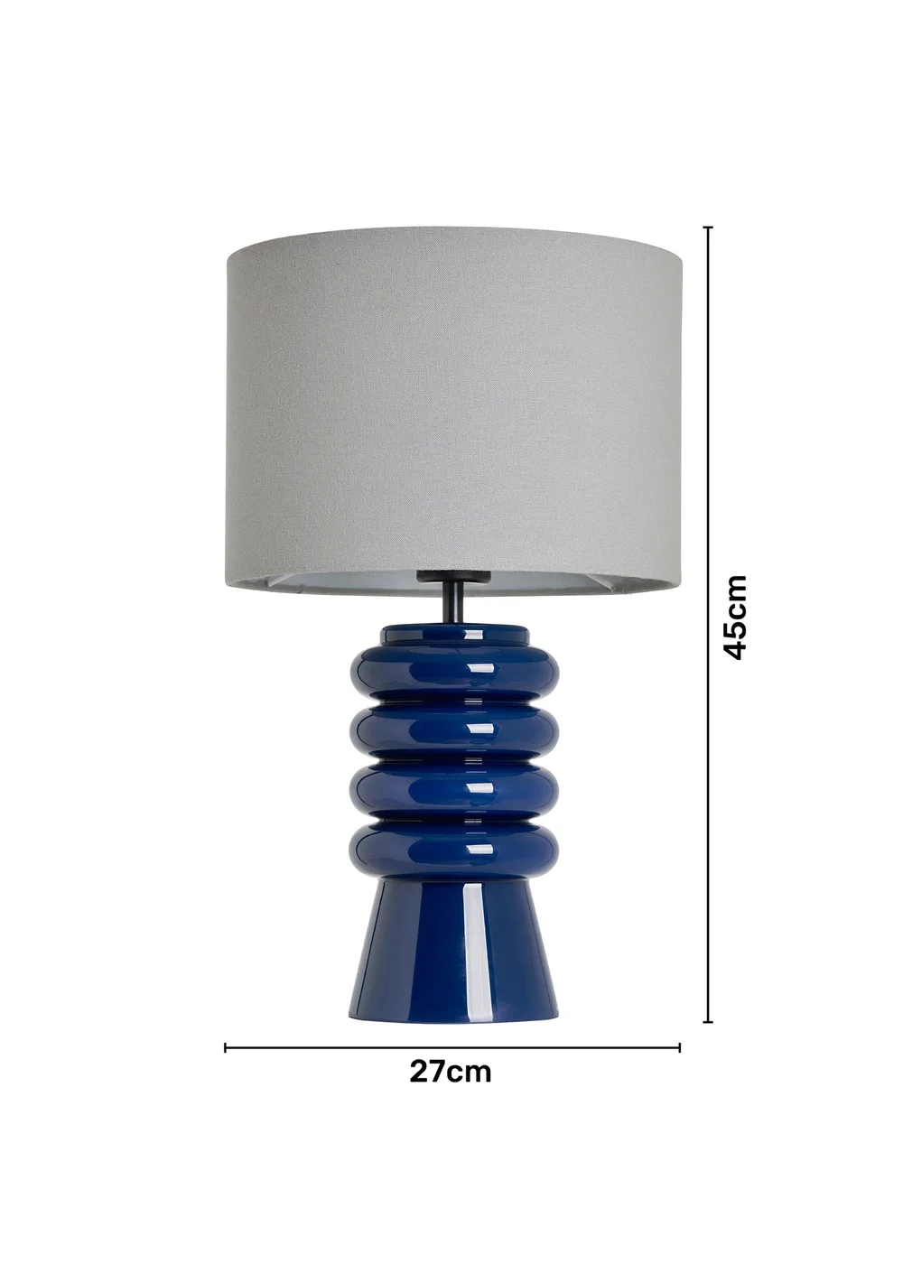 BHS Fava Ribbed Glass Table Lamp Blue (45cm x 27cm) - One Size Image 6