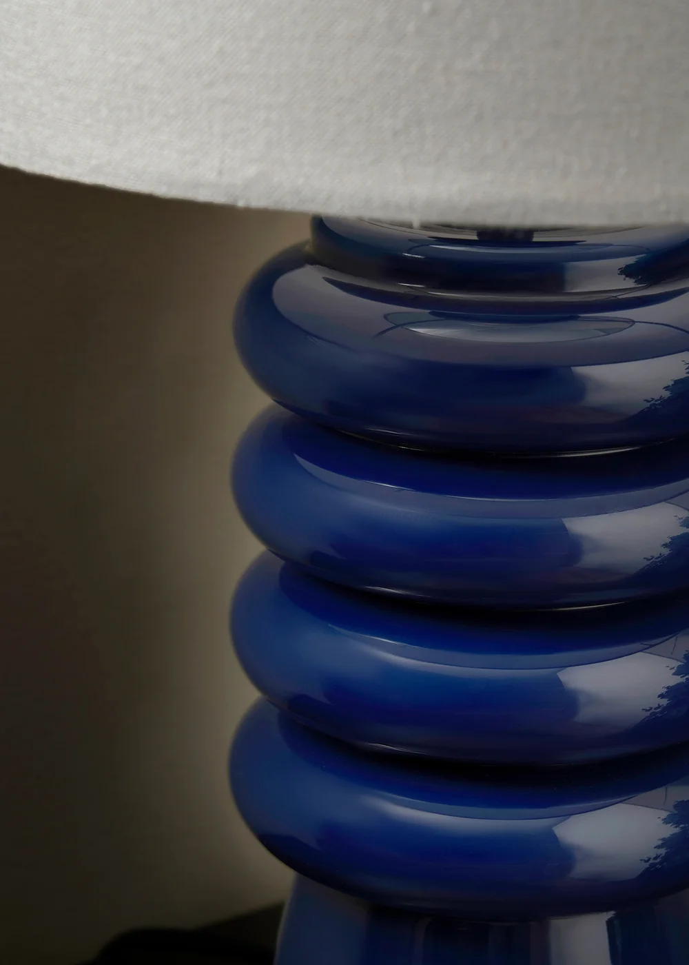 BHS Fava Ribbed Glass Table Lamp Blue (45cm x 27cm) - One Size Image 4