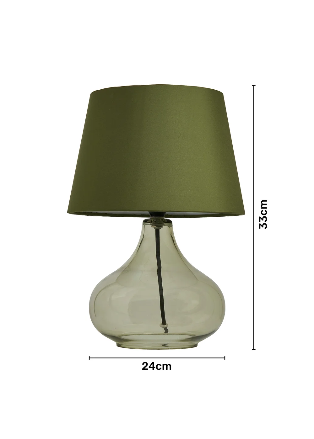 BHS Elder Glass Table Lamp Green (33cm x 24cm) - One Size Image 6