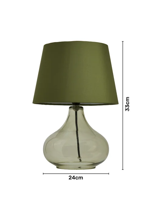 BHS Elder Glass Table Lamp Green (33cm x 24cm) - One Size Image 6