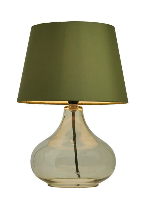 BHS Elder Glass Table Lamp Green (33cm x 24cm) - One Size Image 5