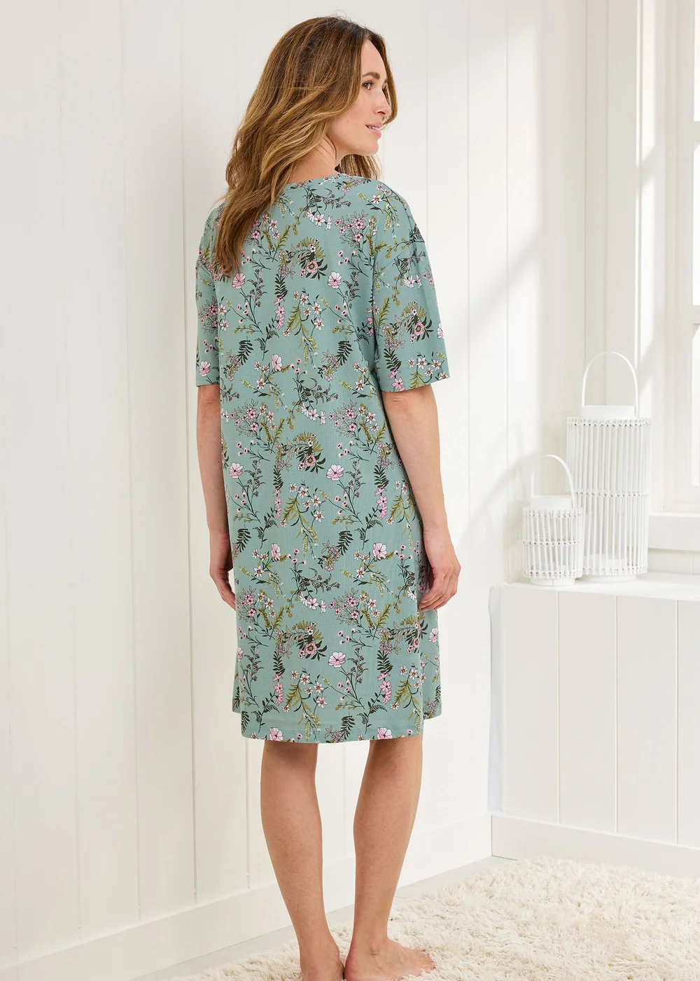Cotton Traders Light Sage 2 Pack Cotton Nightdresses - Size 10-12 Image 4