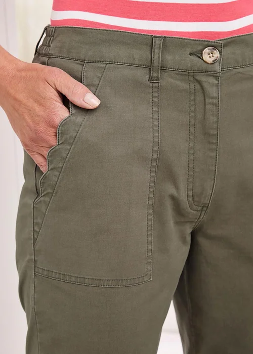 Cotton Traders Mid Khaki Scalloped Pocket Twill Chino Trousers - 12/L27 Image 3