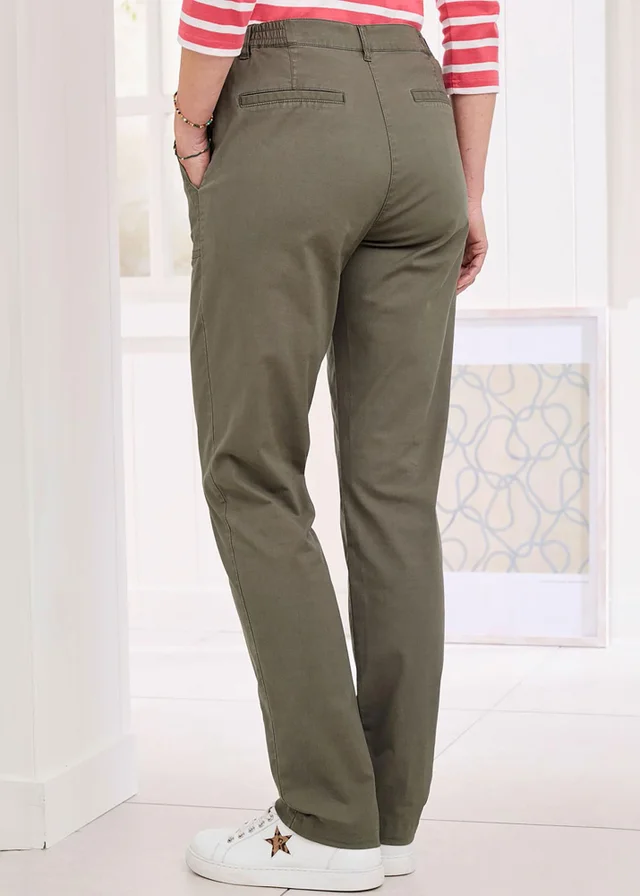 Cotton Traders Mid Khaki Scalloped Pocket Twill Chino Trousers