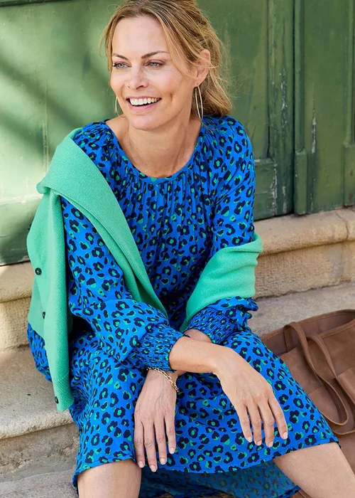 Cotton Traders Deep Cobalt Printed Midi Dress - 8 Image 4