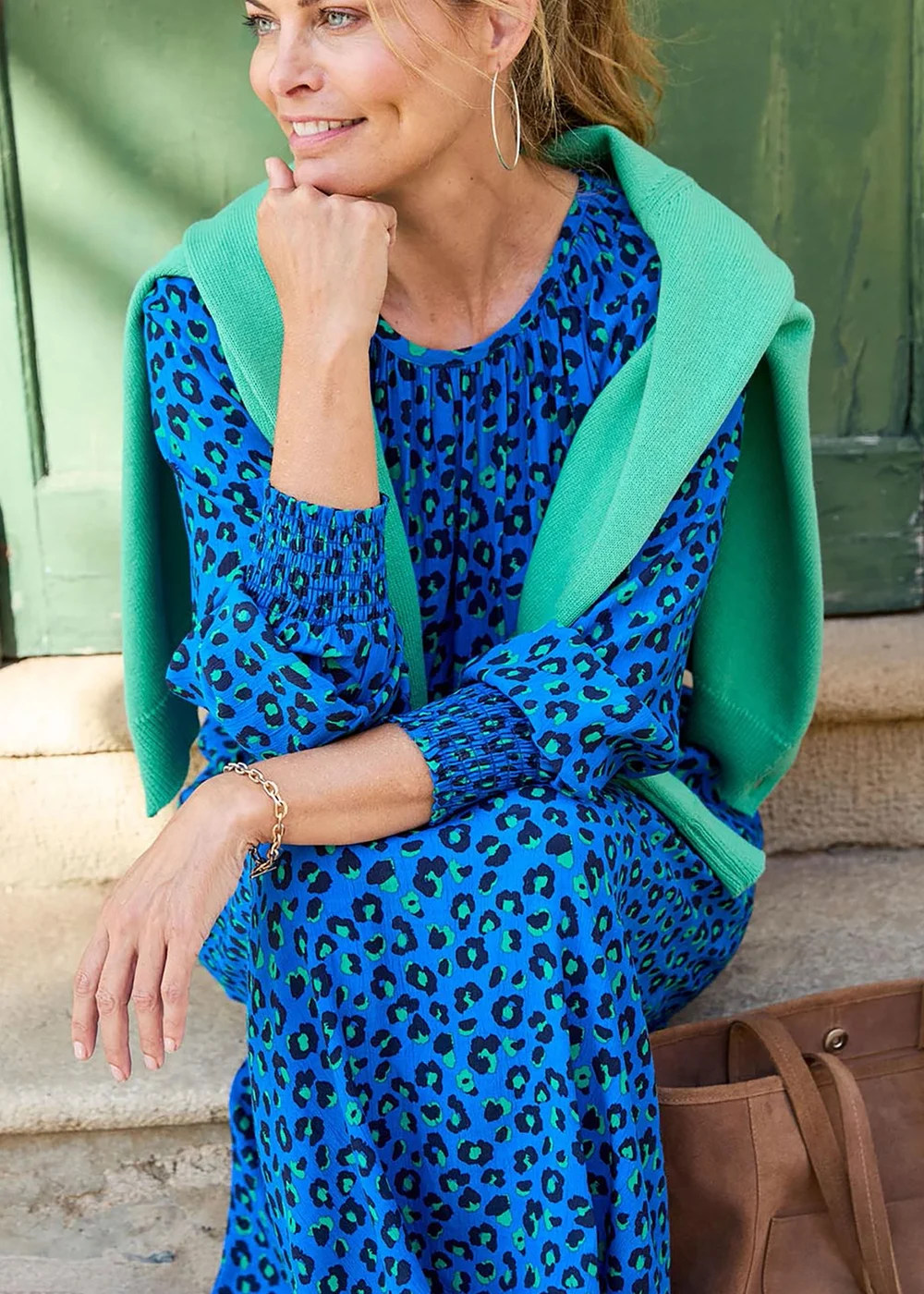 Cotton Traders Deep Cobalt Printed Midi Dress - 8 Image 3