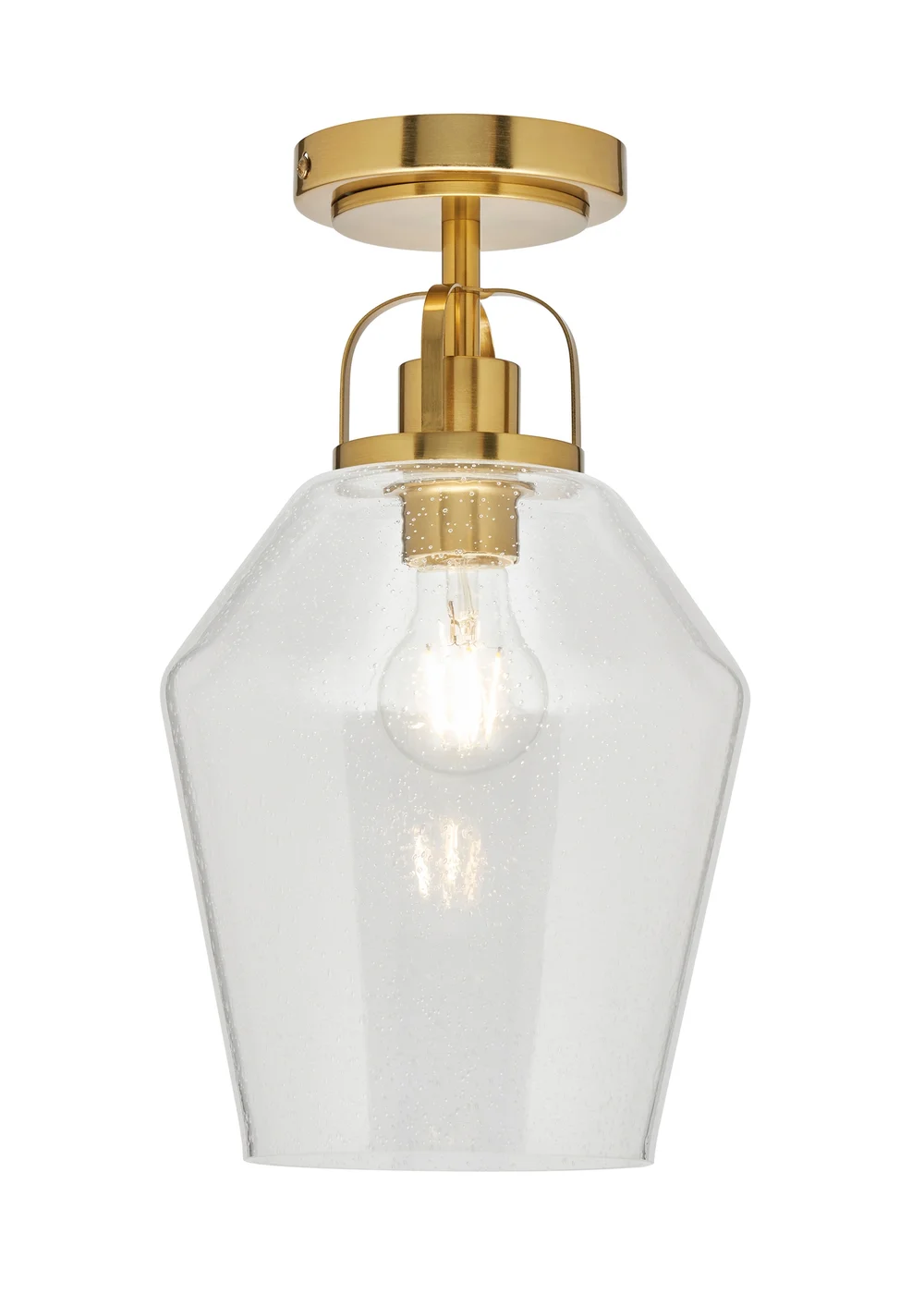 BHS Athea Brass & Bubble Glass 1 Light Flush (35cm x 21cm) - One Size Image 5