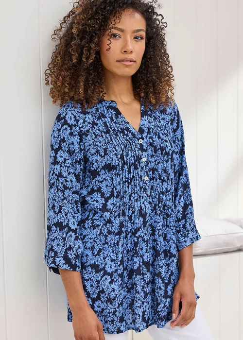 Cotton Traders Midnight Blue Printed Crinkle Tunic - 8 Image 2