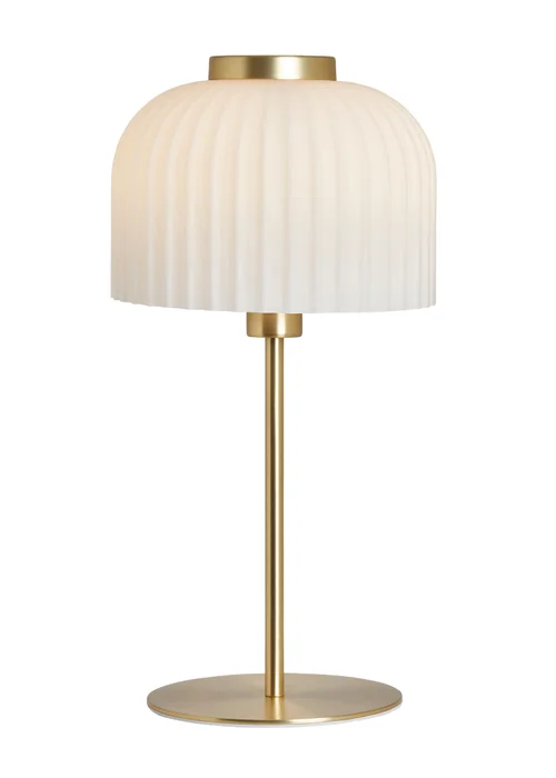 BHS Costa Brass Table Lamp with Ribbed White glass (38cm x 19cm) - One Size Image 5