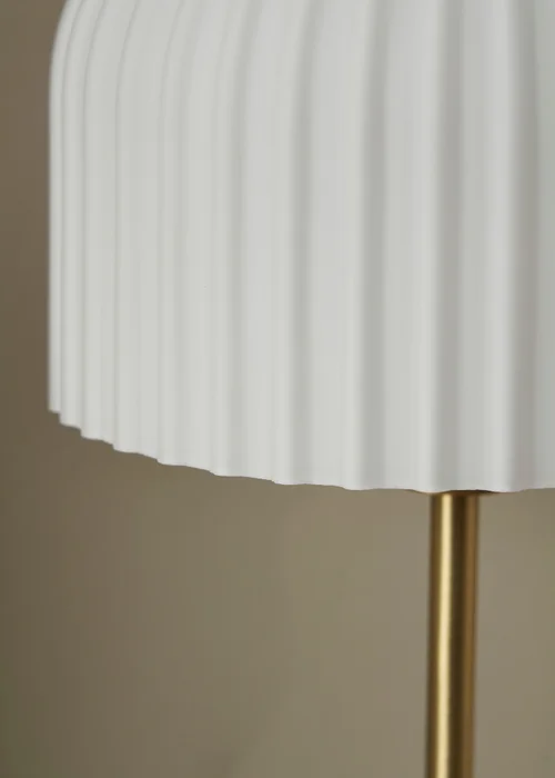 BHS Costa Brass Table Lamp with Ribbed White glass (38cm x 19cm) - One Size Image 4