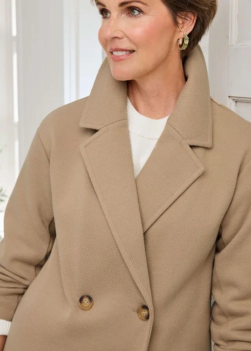 Cotton Traders Light Camel Wool-Look Unlined Double-Breasted Coat - 8 Image 3