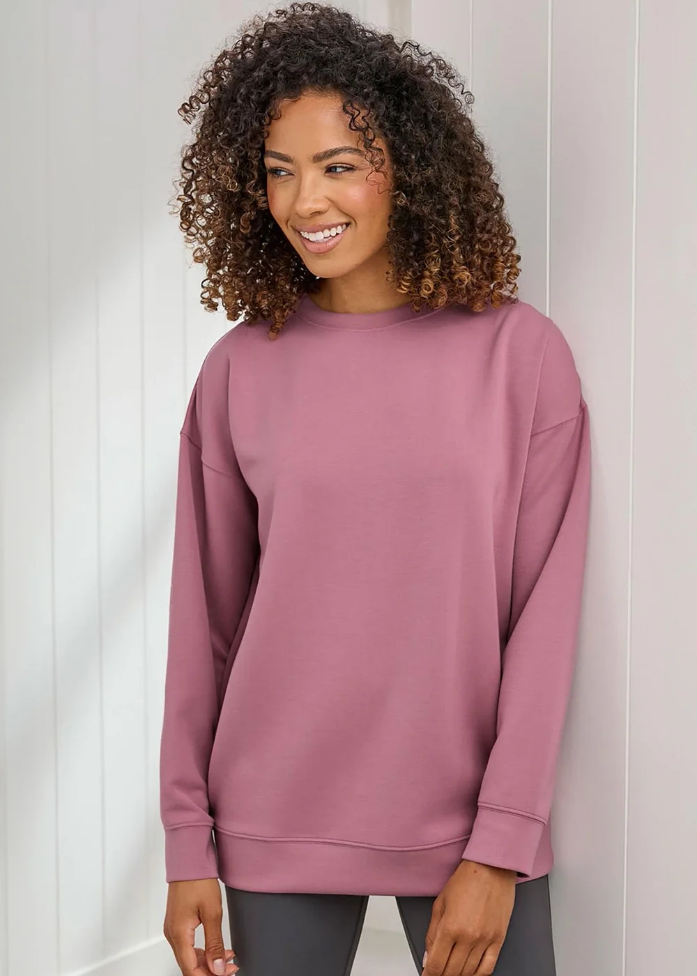 Cotton Traders Rose Pink Soft Touch Longline Sweatshirt - 10 Image 1