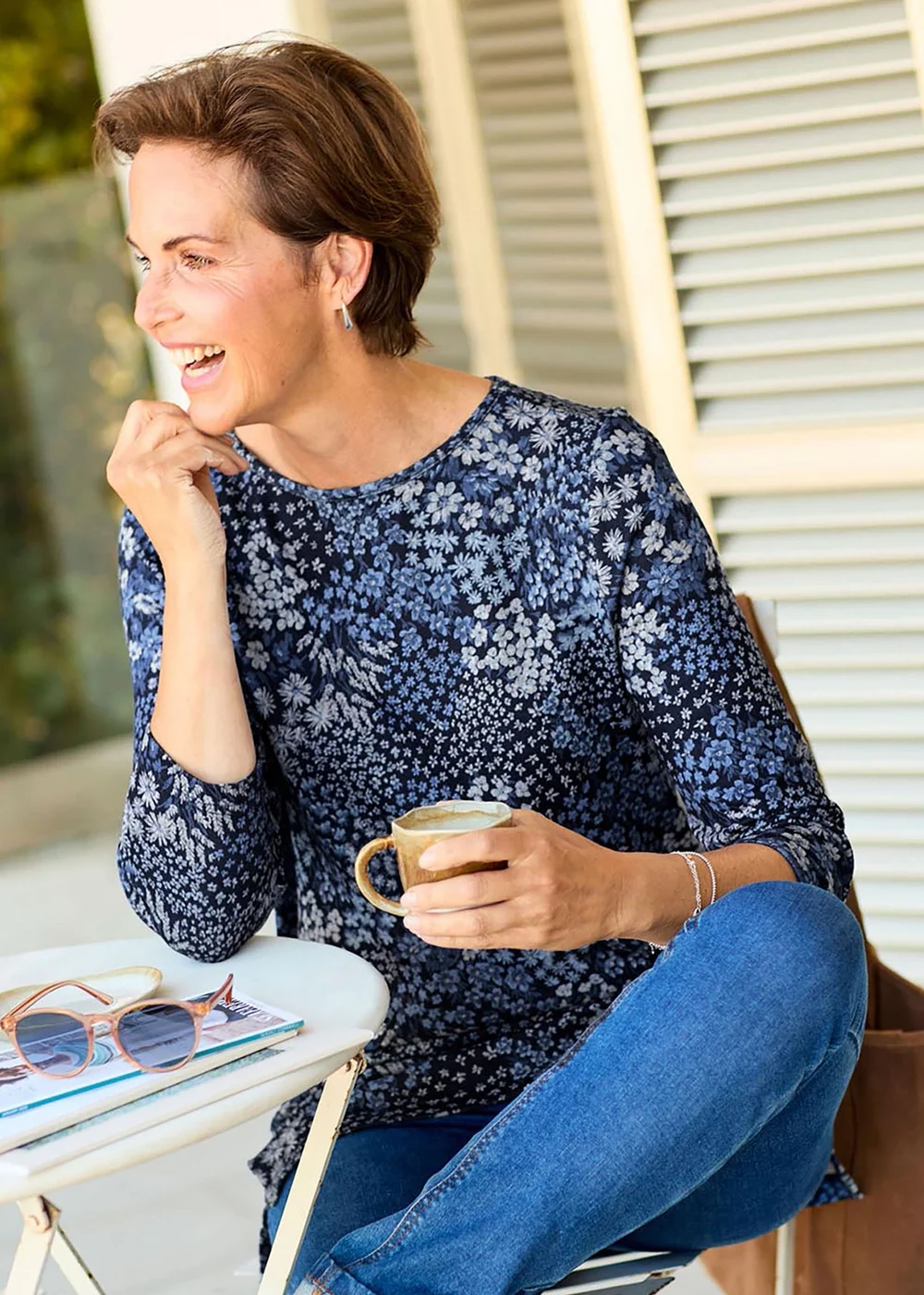 Cotton Traders Navy Soft Touch Print Jersey Tunic - 14 Image 1