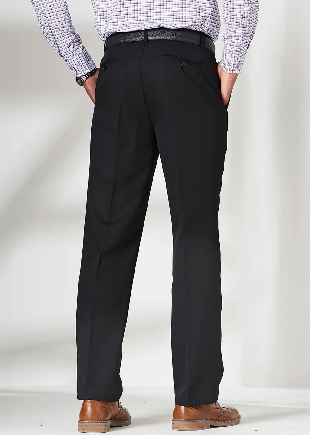 Cotton Traders Black Pleat Front Supreme Easy-Care Trousers - 48 waist 27 leg Image 2