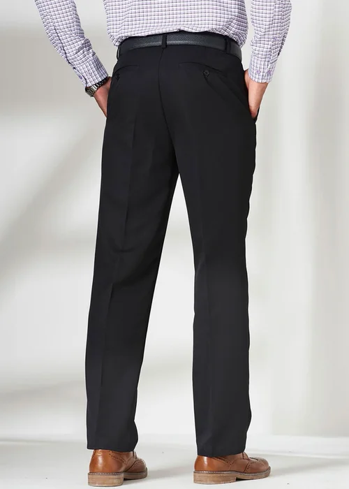 Cotton Traders Black Pleat Front Supreme Easy-Care Trousers - 48 waist 27 leg Image 2