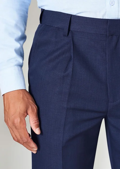 Cotton Traders French Navy Pleat Front Supreme Easy-Care Trousers - 48/L27 Image 4