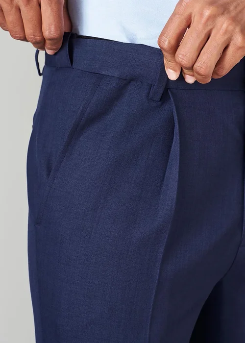 Cotton Traders French Navy Pleat Front Supreme Easy-Care Trousers - 48/L27 Image 3